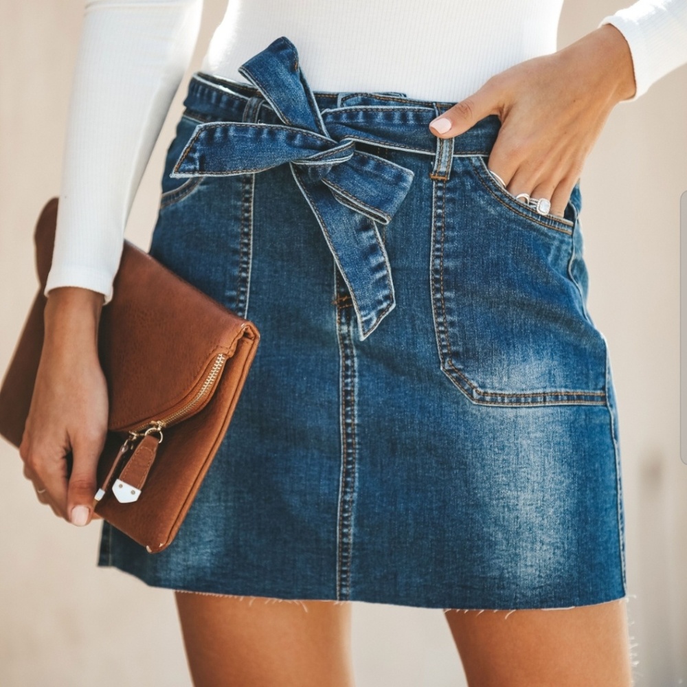 Denim Waist Tie Skirt